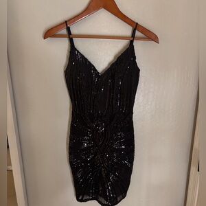 Elegant Black Sequin hoco Dress